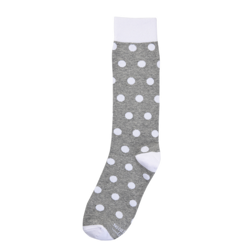 Castlebeard Grey Socks with White Polka Dot Socks