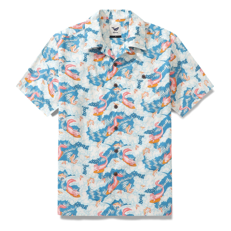 Castlebeard Hawaiian Shirt For Axolotl Fun Surfing By Jillian Anderson Shirt Camp Collar 100% Cotton