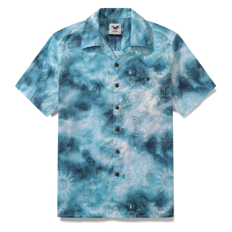 Castlebeard Hawaiian Shirt For Men A Paisley Dream Print Shirt Camp Collar 100% Cotton Shirt By Sun
