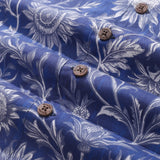 Castlebeard Hawaiian Shirt For Men Blue and White Porcelain Sunflower Camp collar Short Sleeve 100% Cotton Shirt By Sun, view 5