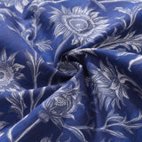 Castlebeard Hawaiian Shirt For Men Blue and White Porcelain Sunflower Camp collar Short Sleeve 100% Cotton Shirt By Sun, view 6