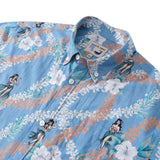 Castlebeard Hawaiian Shirt For Men Blue Short Sleeve Hawaii Hula Dance Print Designer Shirt By Amy, view 2