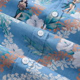 Castlebeard Hawaiian Shirt For Men Blue Short Sleeve Hawaii Hula Dance Print Designer Shirt By Amy, view 4