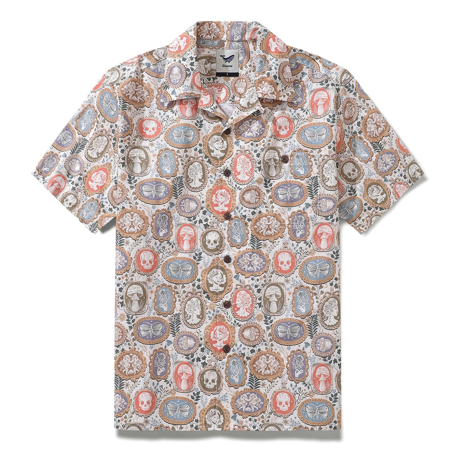 Castlebeard Hawaiian Shirt For Men Cameo Collection By Rebecca Elfast Shirt Camp Collar 100% Cotton