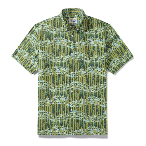 Castlebeard Hawaiian Shirt For Men Cod and Seaweed Print Short Sleeve Cotton Button Down By Amy