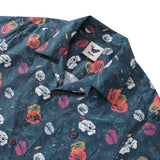 Castlebeard Hawaiian Shirt For Men Cranes Over Flowers By Véronique Shirt Camp Collar 100% Cotton, view 2