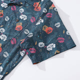 Castlebeard Hawaiian Shirt For Men Cranes Over Flowers By Véronique Shirt Camp Collar 100% Cotton, view 4