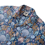 Castlebeard Hawaiian Shirt For Men Deep Sea Damask By Rebecca Elfast Shirt Camp Collar 100% Cotton, view 2