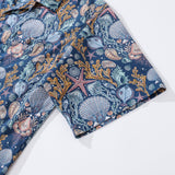 Castlebeard Hawaiian Shirt For Men Deep Sea Damask By Rebecca Elfast Shirt Camp Collar 100% Cotton, view 4