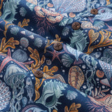 Castlebeard Hawaiian Shirt For Men Deep Sea Damask By Rebecca Elfast Shirt Camp Collar 100% Cotton, view 5