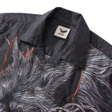 Castlebeard Hawaiian Shirt For Men Fenrir Print Shirt Camp Collar 100% Cotton By Cigar, view 3