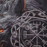 Castlebeard Hawaiian Shirt For Men Fenrir Print Shirt Camp Collar 100% Cotton By Cigar, view 4