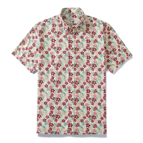 Castlebeard Hawaiian Shirt For Men Floral Vintage Aloha Wear Short Sleeve Hibiscus Print By Amy