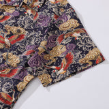 Castlebeard Hawaiian Shirt For Men Lonely Clouds and Free Cranes Print Shirt Camp Collar 100% Cotton By Yakima, view 4