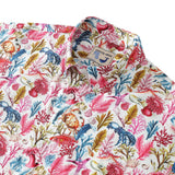 Castlebeard Hawaiian Shirt For Men Marine Life Print Short Sleeve Cotton Button Down - Rose Pink By Amy, view 2