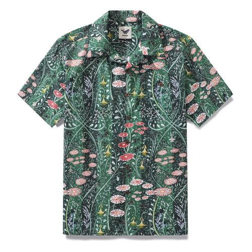 Castlebeard Hawaiian Shirt For Men Meadow scent By Annick Shirt Camp Collar 100% Cotton