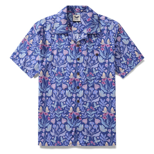 Castlebeard Hawaiian Shirt For Men Midnight Garden By Jill Labieniec Print Shirt Camp Collar 100% Cotton