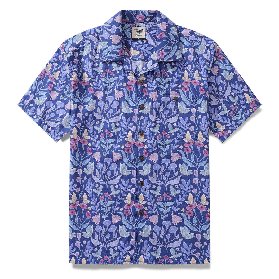 Castlebeard Hawaiian Shirt For Men Midnight Garden By Jill Labieniec Print Shirt Camp Collar 100% Cotton