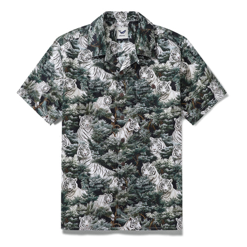 Castlebeard Hawaiian Shirt For Men Mighty Beast in the Pines Shirt Camp Collar 100% Cotton By Amy