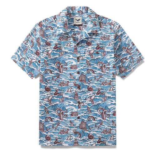 Castlebeard Hawaiian Shirt For Men Monsters of the Deep Shirt Camp Collar 100% Cotton By Sun
