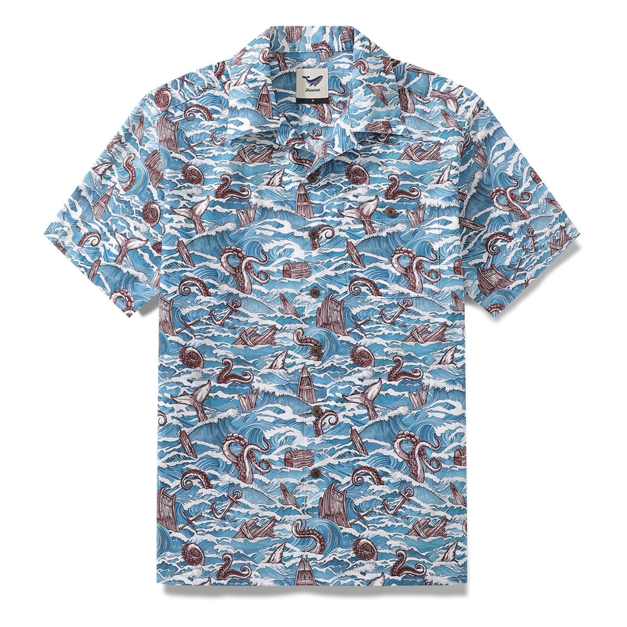 Castlebeard Hawaiian Shirt For Men Monsters of the Deep Shirt Camp Collar 100% Cotton By Sun