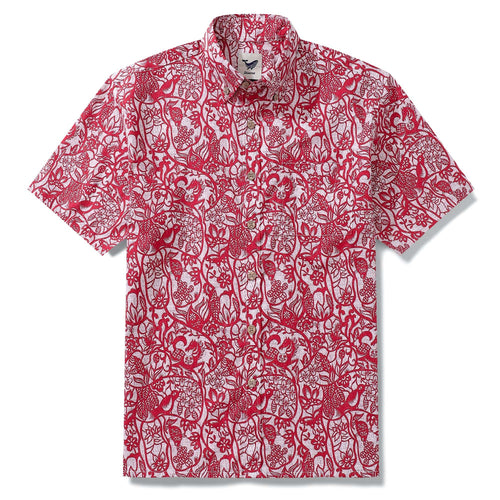 Castlebeard Hawaiian Shirt For Men Paper-Cut Painting Button-down Shirt Short Sleeve 100% Cotton Shirt By Yakima