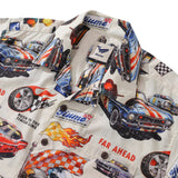Castlebeard Hawaiian Shirt For Men Racing Flames Print Shirt Camp Collar 100% Cotton By Sun, view 2