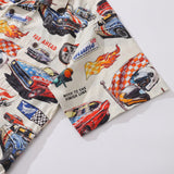 Castlebeard Hawaiian Shirt For Men Racing Flames Print Shirt Camp Collar 100% Cotton By Sun, view 4