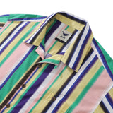 Castlebeard Hawaiian Shirt For Men Rainbow Stripe Shirt Camp Collar 100% Cotton By Amy, view 2