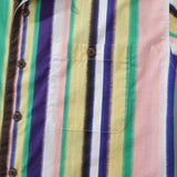 Castlebeard Hawaiian Shirt For Men Rainbow Stripe Shirt Camp Collar 100% Cotton By Amy, view 3