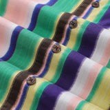 Castlebeard Hawaiian Shirt For Men Rainbow Stripe Shirt Camp Collar 100% Cotton By Amy, view 5