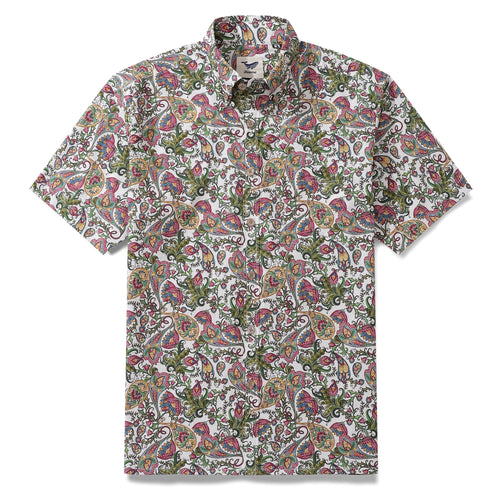 Castlebeard Hawaiian Shirt For Men Sophisticated Botanical Romance Button-down Shirt Short Sleeve 100% Cotton Shirt By Yeti