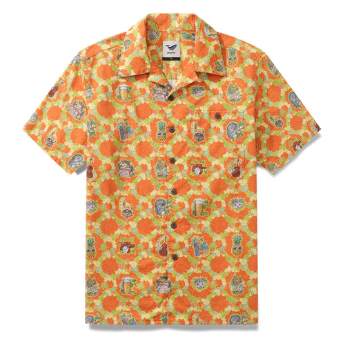 Castlebeard Hawaiian Shirt For Men The Season of Music Shirt Camp Collar 100% Cotton By Sherry
