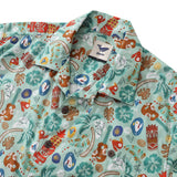 Castlebeard Hawaiian Shirt For Men TIKI Fiesta Print Shirt Camp Collar 100% Cotton By Sherry, view 2