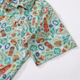 Castlebeard Hawaiian Shirt For Men TIKI Fiesta Print Shirt Camp Collar 100% Cotton By Sherry, view 4