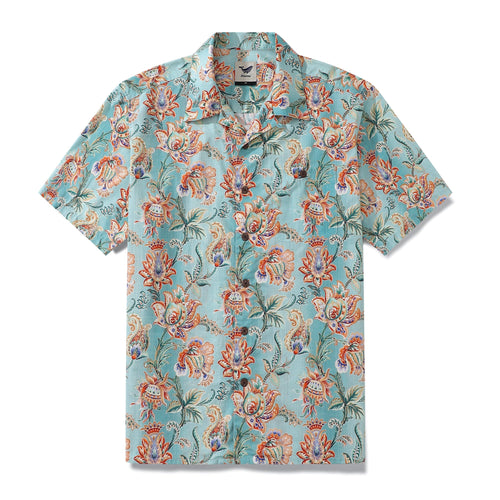 Castlebeard Hawaiian Shirt For Men Tree of Life By Brooklyn Bees Design Studio Shirt Camp Collar 100% Cotton