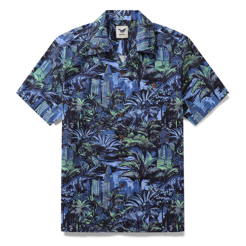 Castlebeard Hawaiian Shirt For Men Tropical Mirage Print Shirt Camp Collar 100% Cotton By Cigar