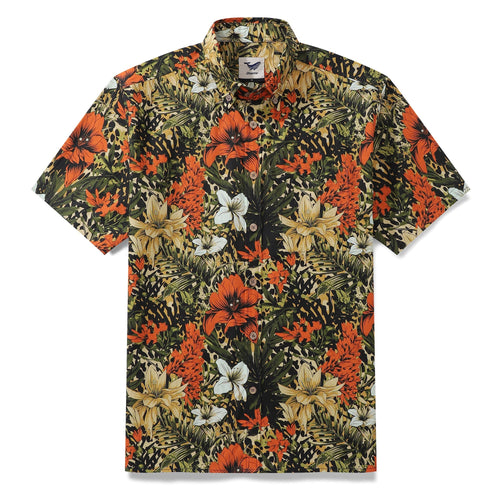 Castlebeard Hawaiian Shirt For Men Tropical Rhythm Button-down Short Sleeve 100% Cotton Shirt By Yeti