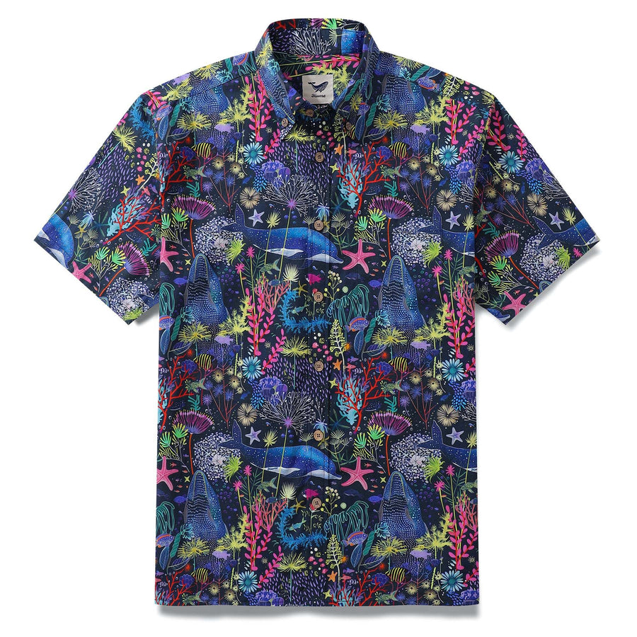 Castlebeard Hawaiian Shirt For Men Underwater Wonder Button-down Short Sleeve 100% Cotton Shirt By Cigar