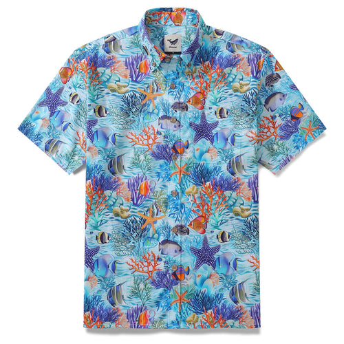 Castlebeard Hawaiian Shirt For Men Underwater Wonderland Button-down Shirt Short Sleeve 100% Cotton Shirt By Cigar