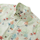 Castlebeard Hawaiian Shirt For Men Voices of the Shore Button-down Short Sleeve 100% Cotton Shirt By Seven, view 2