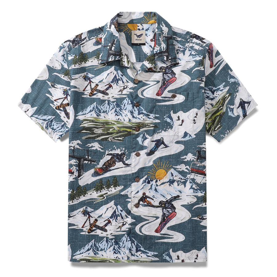 Castlebeard Hawaiian Shirt For Powder Rush Shirt Camp Collar 100% Cotton By Sun