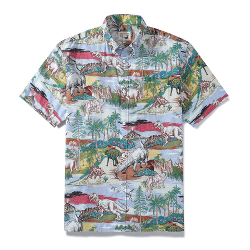 Castlebeard Hawaiian Shirts For Men Vintage Cretaceous Dinosaur Print Shirt By Amy