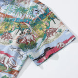 Castlebeard Hawaiian Shirts For Men Vintage Cretaceous Dinosaur Print Shirt By Amy, view 4