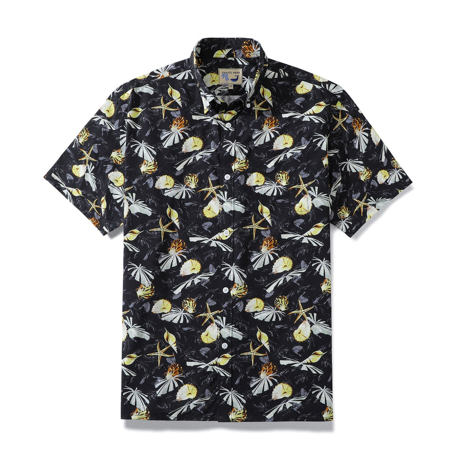 Castlebeard Hawaiian Shirts For Men Vintage Tropical Conch Button Down Cotton Aloha Shirt By Amy
