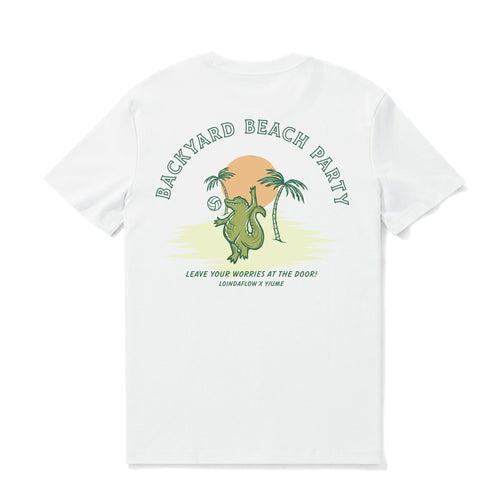 Castlebeard Hawaiian Tee For Men Backyard Beach Party By Loindaflow Tee Crew Neck 100% Cotton - WHITE By Laihha Organna