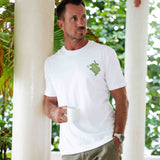 Castlebeard Hawaiian Tee For Men Backyard Beach Party By Loindaflow Tee Crew Neck 100% Cotton - WHITE By Laihha Organna, view 2