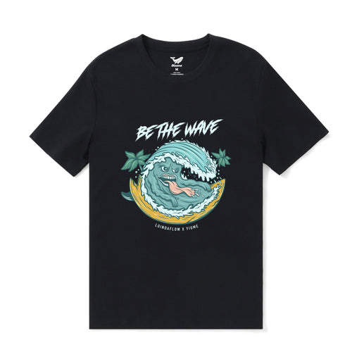 Castlebeard Hawaiian Tee For Men Be the Wave By Loindaflow Tee Crew Neck 100% Cotton - BLACK By Laihha Organna