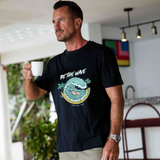 Castlebeard Hawaiian Tee For Men Be the Wave By Loindaflow Tee Crew Neck 100% Cotton - BLACK By Laihha Organna, view 2