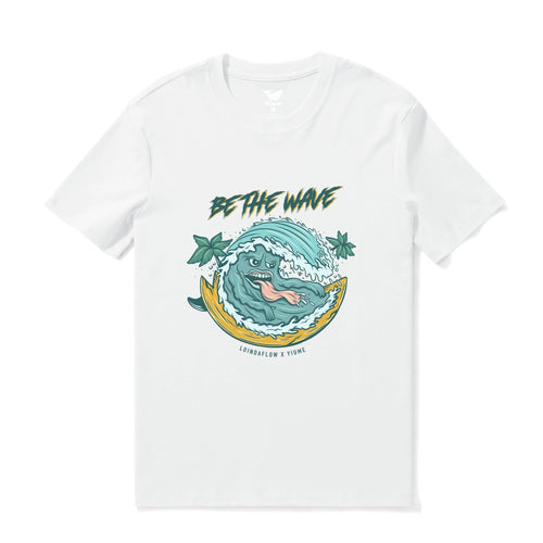 Castlebeard Hawaiian Tee For Men Be the Wave By Loindaflow Tee Crew Neck 100% Cotton - WHITE By Laihha Organna